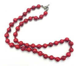 Vintage Signed Ralph Lauren RLL Dyed Red Howlite Choker Necklace - £25.33 GBP