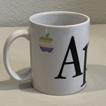 RARE Vintage 80s APPLE Macintosh Logo White Ceramic Coffee Mug w/ Red Ap... - $21.24