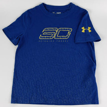 Under Armour Youth XS Tee Shirt HeatGear Patterned Blue Tshirt, Reigning Threes - $7.37