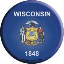 Wisconsin State Flag Novelty Circle Coaster Set of 4 - £15.88 GBP