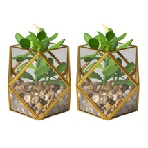 Lot of 2 - Opalhouse Artificial Cactus Fake Succulent Brass Gold Terrari... - $17.81