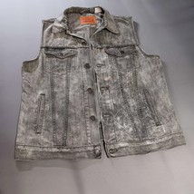 Levi&#39;s Denim Vest Womens XL Gray Acid Wash Distressed Look Button Grunge... - €17,11 EUR