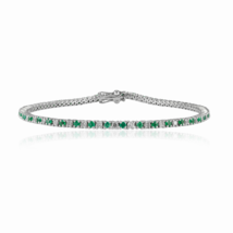 18K Gold Emerald Diamond Sleek Bracelet - £2,646.54 GBP