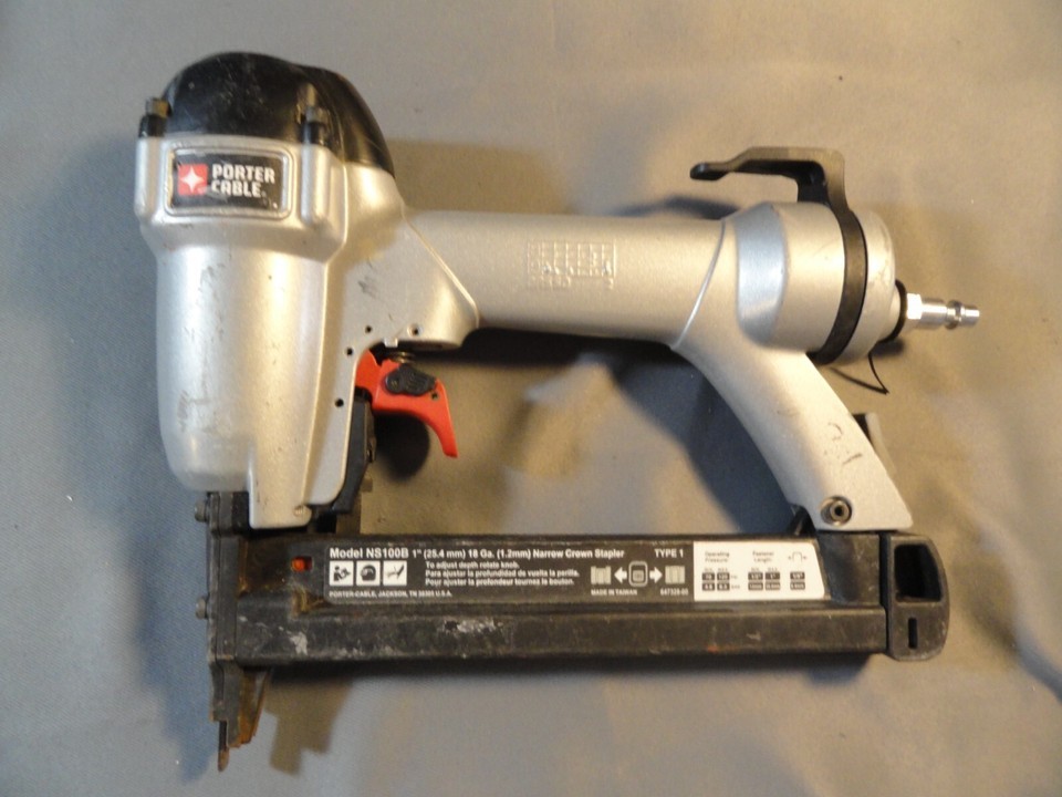 PORTER CABLE MODEL NS100B 120 PSI MAX 8.3 NARROW CROWN STAPLER 10.5X9.5 - $39.81