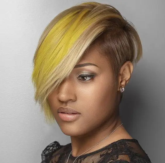 Esistant synthetic haircuts for women short brown wig with long mixed yellow and blonde thumb200