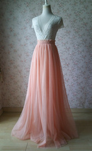 Coral Pink Maxi Tulle Skirt Outfit Wedding Bridesmaid Custom Size Tulle Skirt image 2