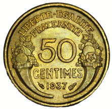 France 50 centimes, 1937~Free Shipping #A175 - £4.73 GBP