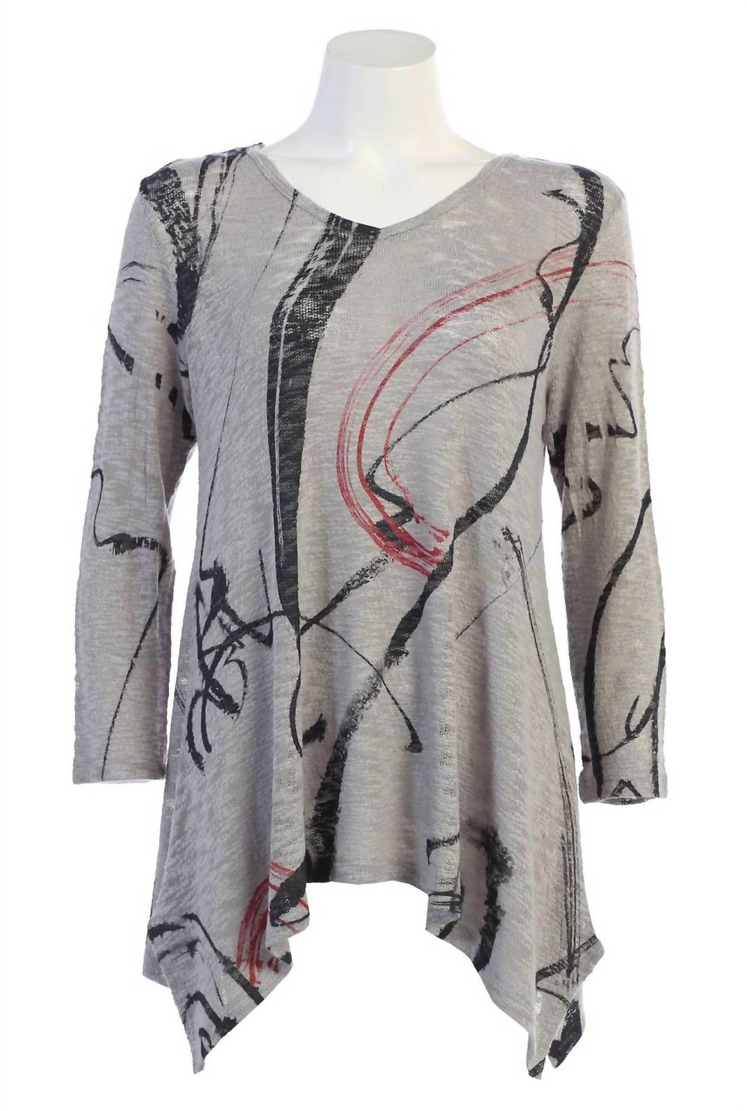 Jess & Jane women's matilda sweater knit tunic in Grey Multi