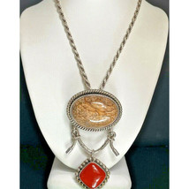 Large Ba Indonesia 925 Sterling Silver Jasper &amp; Red Agate Pendant Necklace Sky - $154.44