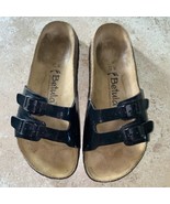 Betula Birkenstock Patent Leather Cork Sandal Size 7 Black Slip On Doubl... - £31.32 GBP