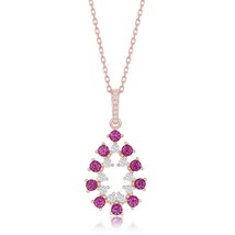 Sterling Silver Ruby CZ Pearshaped Pendant - Rose Gold plated - £50.27 GBP