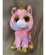 Beanie Babies Boos Fantasia Unicorn Pink W/ Gold Horn  With Tag 6” Tall - £3.98 GBP