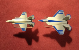 Mission Command Air Game 2x Blue &amp; Gray Plane &amp; Stand Hasbro 2003 - $4.82