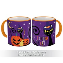 Black Cat Halloween : Gift Mug Pumpkin Trick or Treat Bat Kids Broom Witch - £15.54 GBP