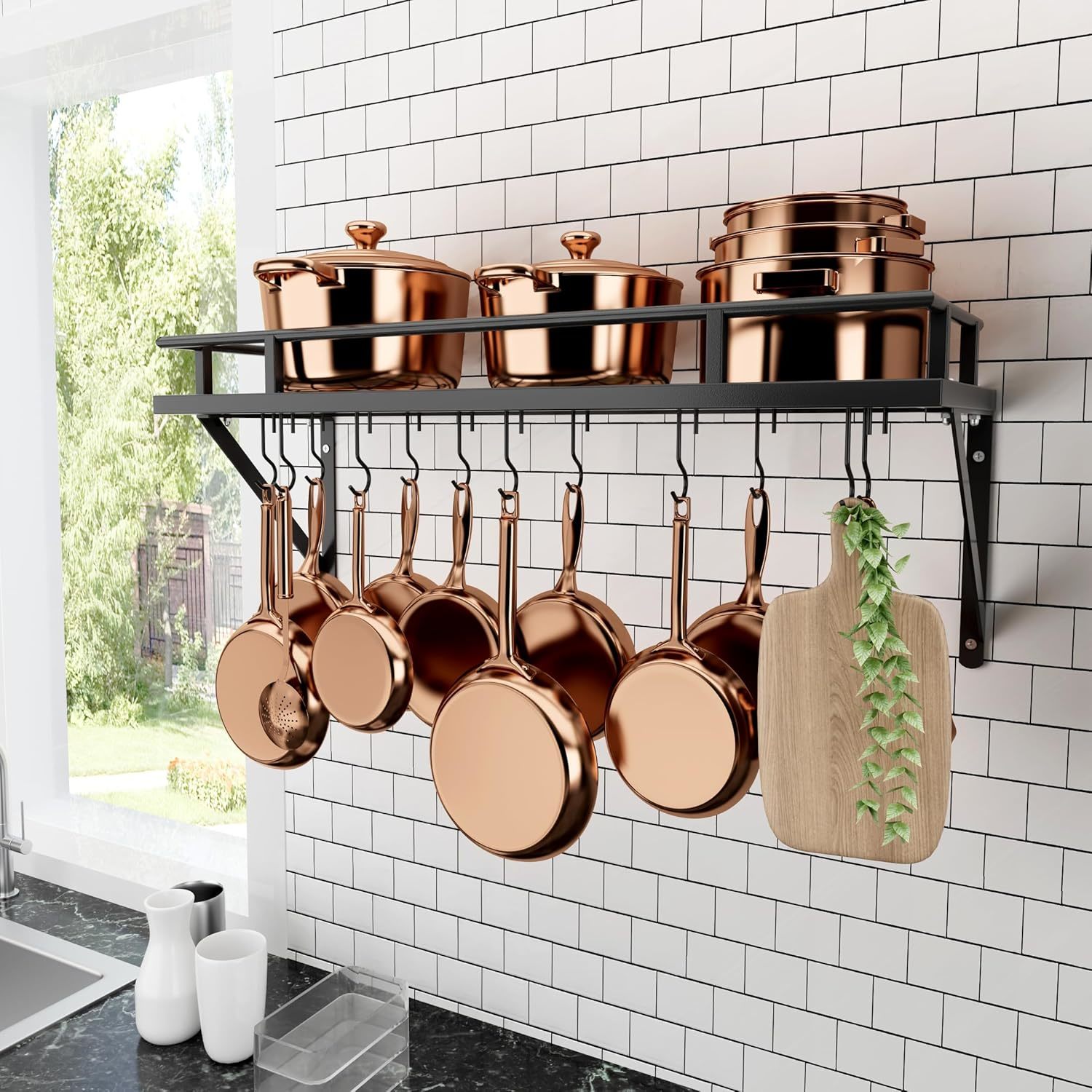 KES 30-Inch Kitchen Pan Pot Rack Wall Mounted Hanging Storage Organizer Wall She