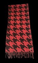 Lacoste Live Men’s Red Black Wool Blend Scarf Made in Italy NWT Fringe Logo image 3