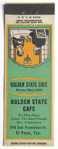 Golden State Cafe - El Paso, Texas Restaurant 20 Strike Matchbook Cover Match TX - £1.58 GBP