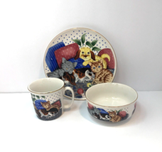 Dinnerware Plate, Bowl, and Cup Puppies and Kittens at Play VTG Collectible - £13.24 GBP
