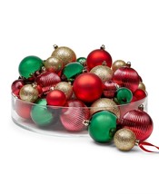 Holiday Lane Christmas Cheer Set of 49 Shatterproof Green/ Red/Gold Balls - $34.60