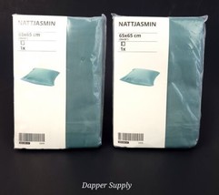 (Lot of 2) Ikea NATTJASMIN Pillowcase 26x26" Gray-Turquoise 504.866.31 New - $19.79