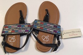 Bobbie Brooks Must Haves Girls Sequin Sandals Summer Shoes Black Thong Sz 11 NWT - £5.45 GBP