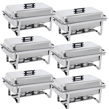 6 Pack 8Qt Chafing Dish Wedding Buffet Stainless Steel Chafer Catering Full Size - £203.72 GBP