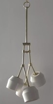 Set Of 3 White Bowl Shade Sputnik Chandelier Vintage Stilnovo Light - £495.97 GBP