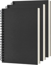 Blank Spiral Notebook 3 Pack Soft Cover Sketch Book 100 Pages 50 Sheets 7.5 inch - £17.82 GBP