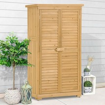 Wooden Garden Shed 3-tier Patio Storage Cabinet Outdoor Organizer Wooden - £271.78 GBP