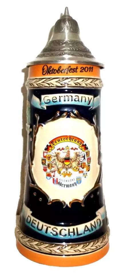 Munich Oktoberfest 2011 Wiesn lidded German Beer Stein - $19.50