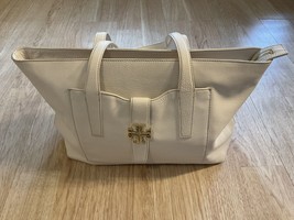 Tory Burch Handbag White Leather Large Gold Logo Women’s - $235.62