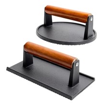 Heavy Duty Burger Press, Round &amp; Rectangle 2 Pcs Meat Press For Griddle,... - £41.10 GBP