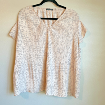 Adrianna Papell Women&#39;s Blouse Polka Dot Blush Cream Black XL Cap Sleeve... - $228.47 MXN