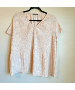 Adrianna Papell Women&#39;s Blouse Polka Dot Blush Cream Black XL Cap Sleeve... - $228.47 MXN