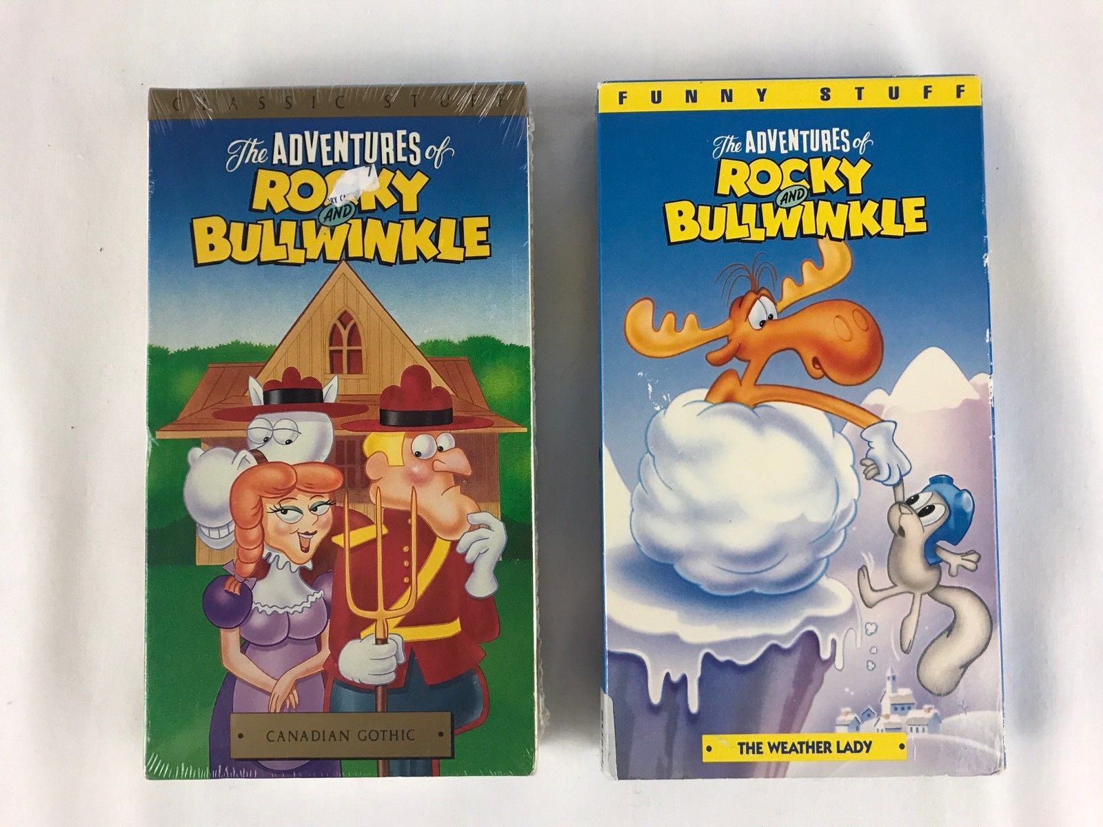 Primary image for The Adventures of Rocky and Bullwinkle VHS Tape Lot Weather Lady Canadian Gothic