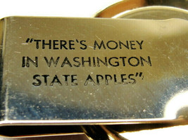 Money Clip Stainless Steel Washington Apples Advertisement Cash Holder S... - $29.69
