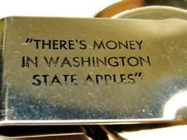 Money Clip Stainless Steel Washington Apples Advertisement Cash Holder Silver - £23.73 GBP