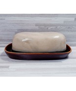 Vintage Sango Nova Brown 4933 Stoneware Butter Dish And Plate - £13.28 GBP