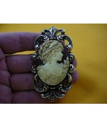CL14-20) NOBLE Lady with flowers brown + ivory CAMEO Pin Pendant brooch ... - £27.56 GBP