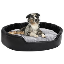 Dog Bed Black and Grey 90x79x20 cm Plush and Faux Leather - £41.48 GBP