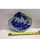 Vintage Japanese blue and green diamond shaped plate chipped - £156.42 GBP