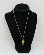 14kt Gold Aurafin 18&quot; Chain with Enamel Russian Egg Bee Honeycomb Charm Pendant - £175.85 GBP