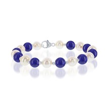 Sterling Silve FWP and Blue Lapis Alternating Bracelet - £54.84 GBP