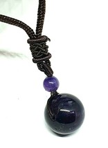 Amethyst Gemstone 16mm Ball 26&quot; Necklace Pendant Chakra Stone Scalar EMF Corded - £3.60 GBP