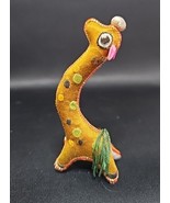 Vintage Miniature Silk Giraffe 3&quot; Handmade Hand Embroidered Plush Stuffe... - $19.20