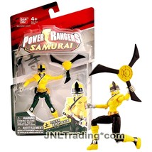Year 2011 Power Rangers Samurai 4&quot; Figure Yellow Earth Mega Ranger with Shuriken - £31.32 GBP