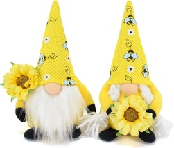 2 Pcs Bumble Bee Gnomes Plush Decorations Swedish Tomte Nisse Doll Gonk Sunflowe - £22.13 GBP