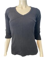 Wild Palms Women&#39;s V-Neck 3/4 Sleeve Tee Shirt Black Medium NWT - $25.64