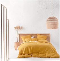 Yellow Mustard Washed Cotton Duvet Cover King Queen Full Double Twin Toddler Cot - £53.30 GBP+