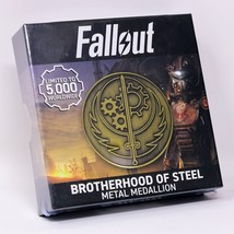 Fallout 3 4 76 Brotherhood of Steel Metal Medallion Coin Figure Statue + Stand - £29.17 GBP